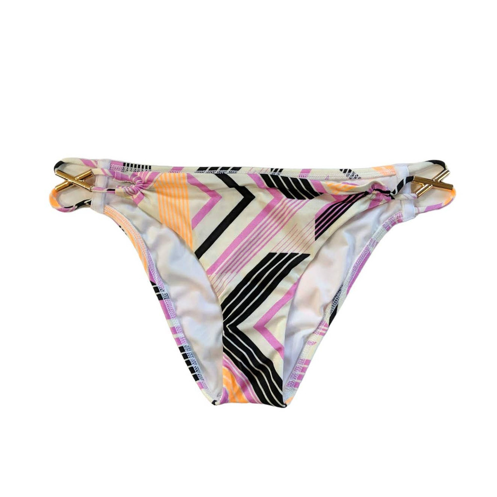 Victoria's Secret Bikini Swim Suit Bottom, Pink White‎ Orange Black, Size M